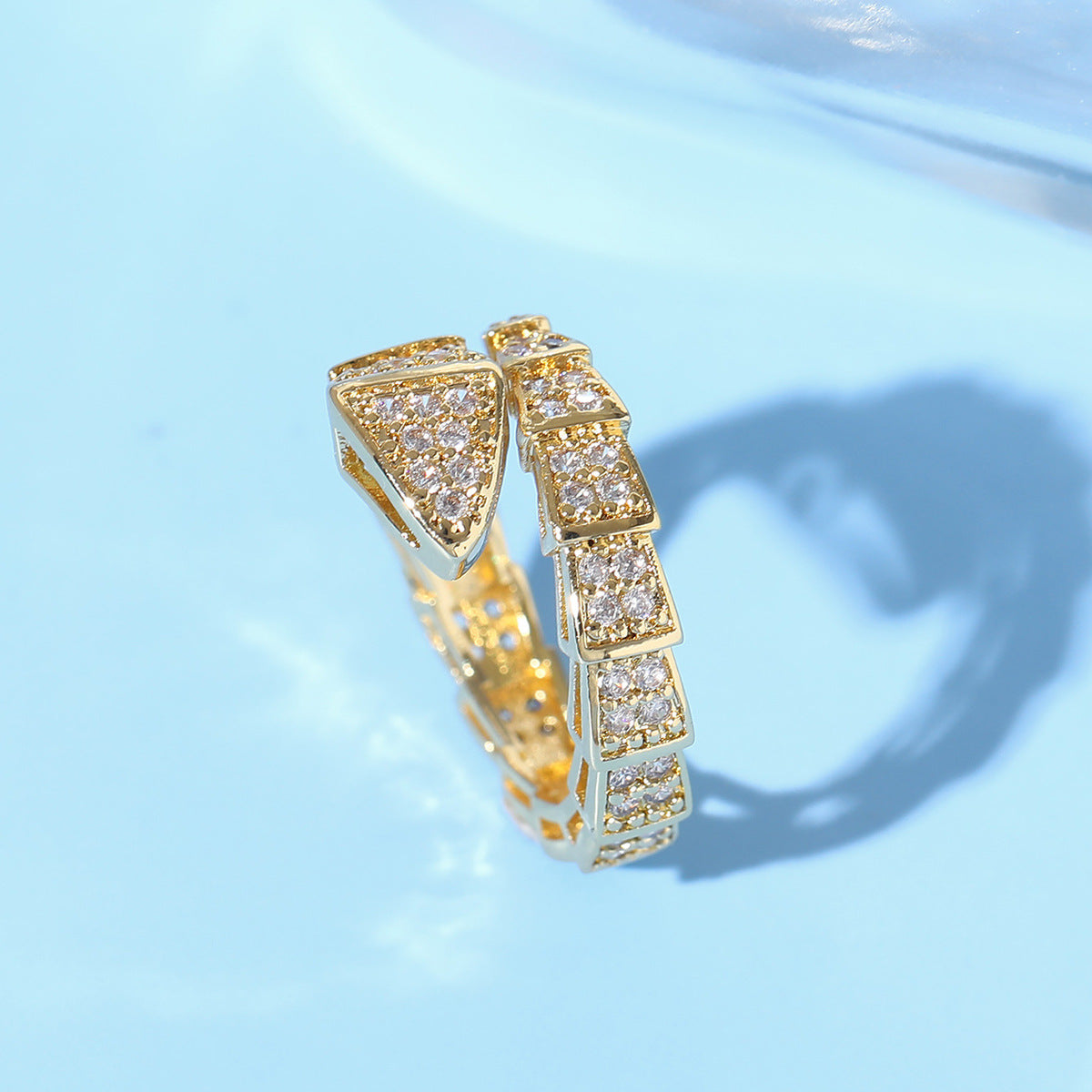 Anillo de serpiente popular europeo y americano para parejas, nicho en forma de serpiente para hombres y mujeres, estilo de lujo ligero y abierto, exquisito anillo de hueso de serpiente B