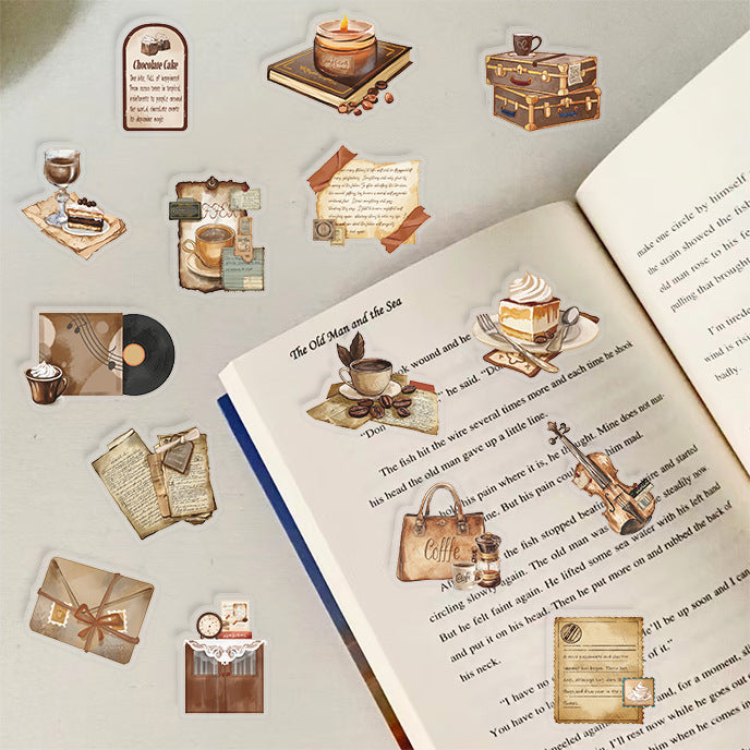 Retro Café Transparent PET Stickers - 50 Sheets - ViktaShop
