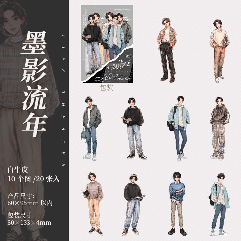 Sticker Pack – Life Drama & Light Retro Fashion, 20 Pcs - ViktaShop