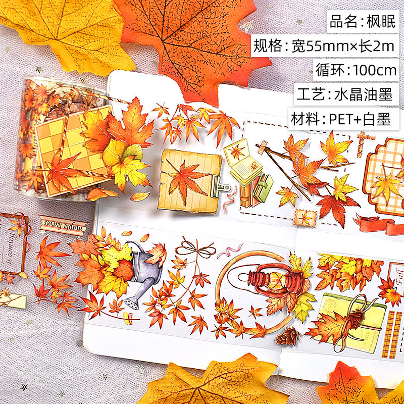 Modern Floral PET Tape - Decorative Flower Sticker Roll, 2m - ViktaShop