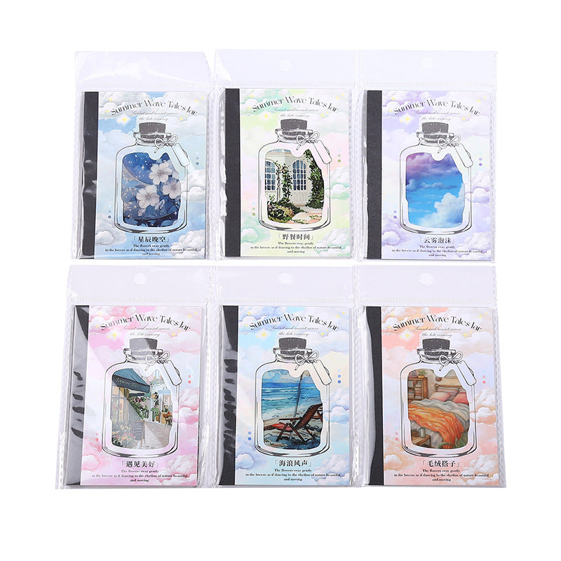 Summer Wave Bottle PET Sticker Book, 6 Options - ViktaShop