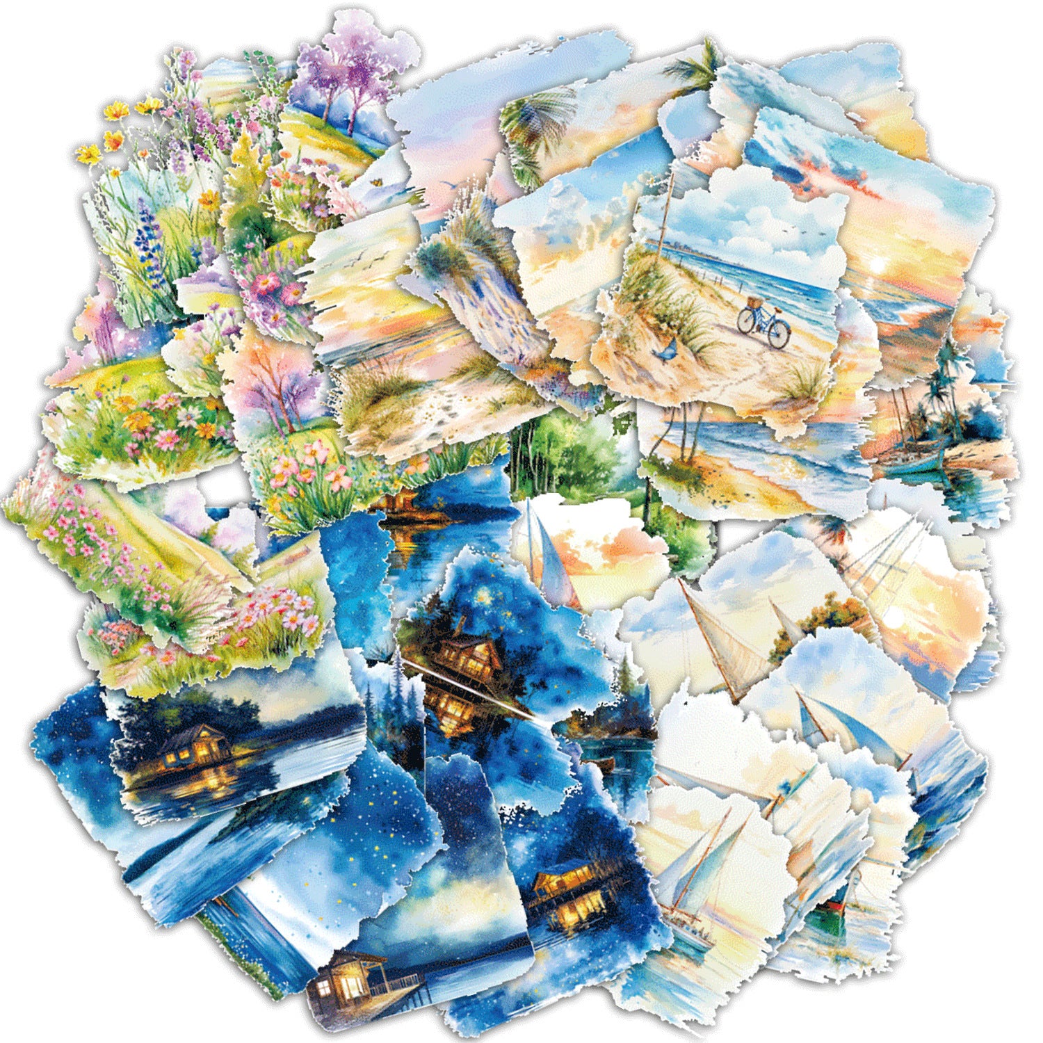 Travel Scenery PET Stickers - Light Retro Series, 20 Pcs - ViktaShop