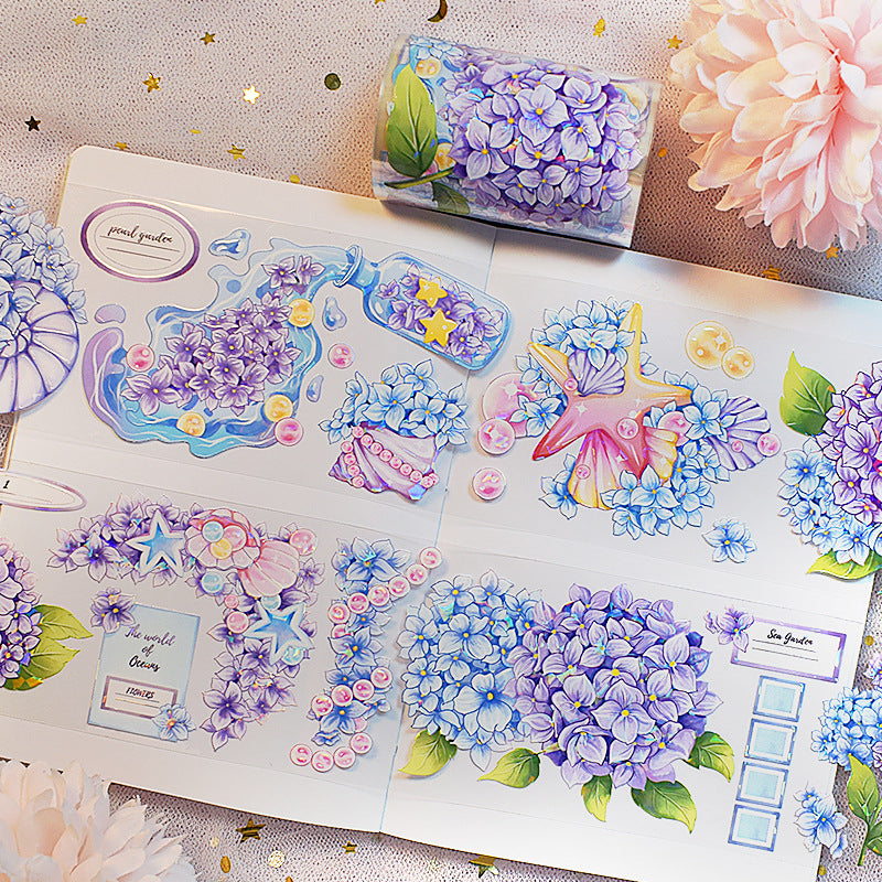 Modern Floral PET Tape - Decorative Flower Sticker Roll, 2m - ViktaShop