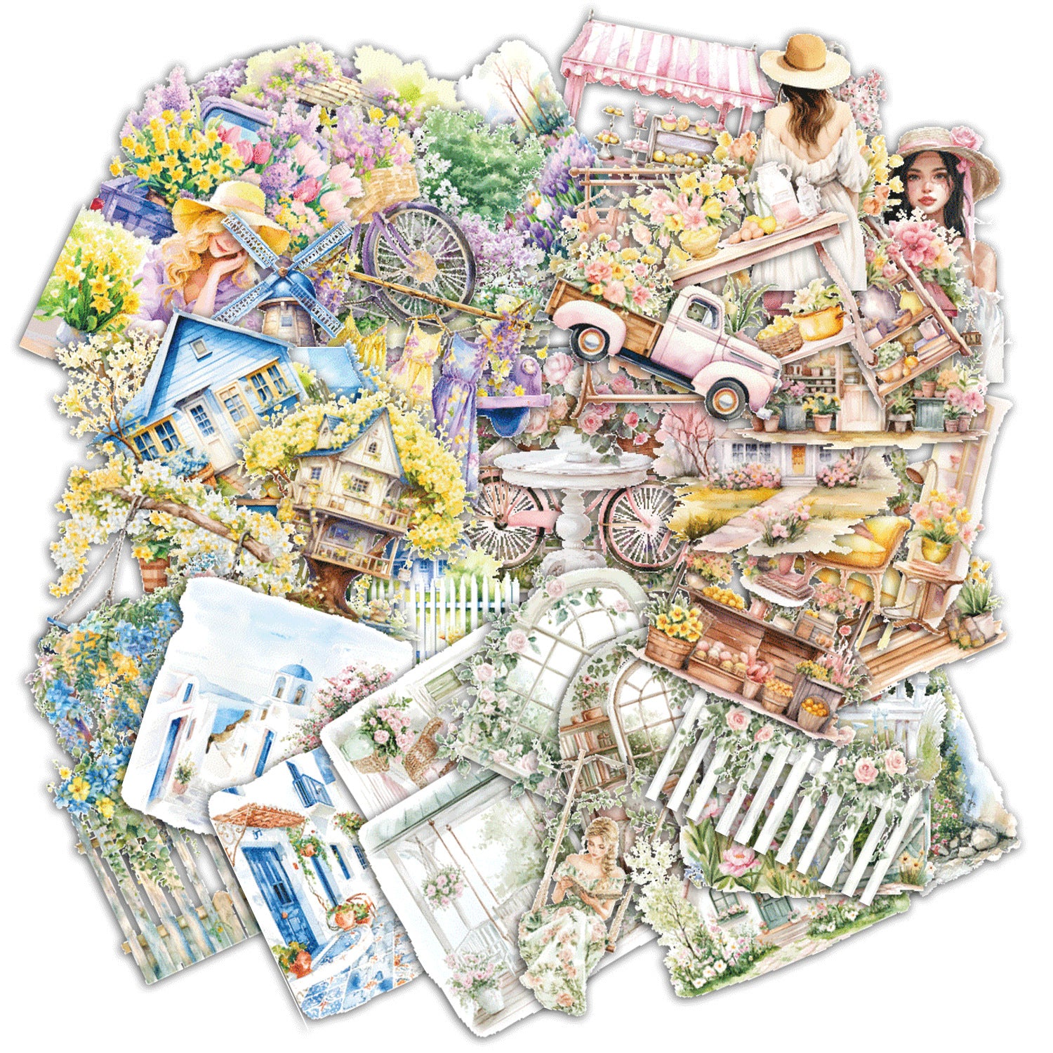 Flower Season Romance PET Stickers - Manor Life Series, 6 Pcs - ViktaShop