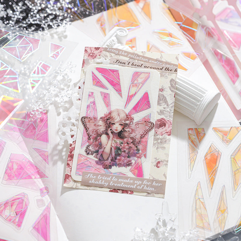 Paper Trace 3D Laser Gold Glass Fragments PET Stickers - Broken Heart Series, 3 Pcs - ViktaShop