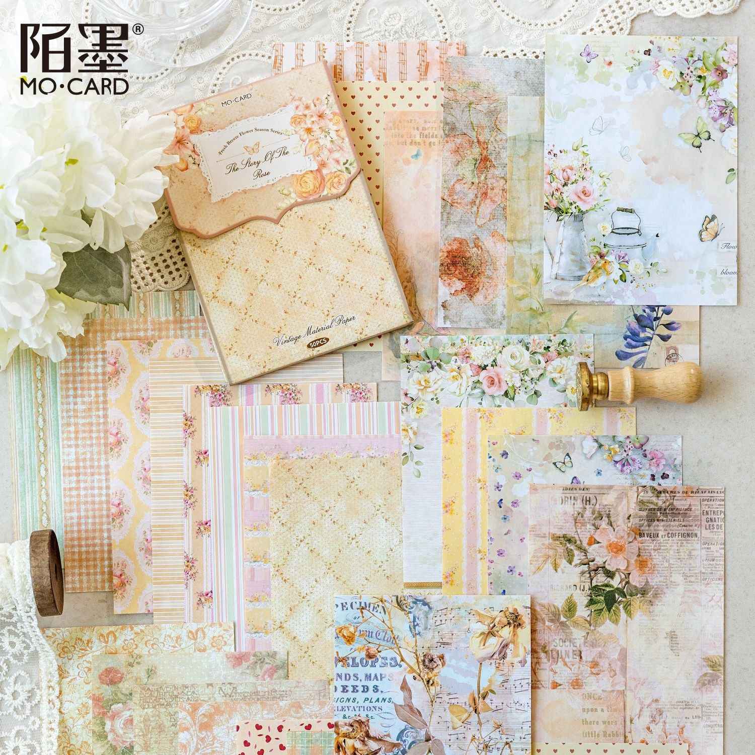 Cool Breeze Flower Series Craft Paper Material - 50 pcs