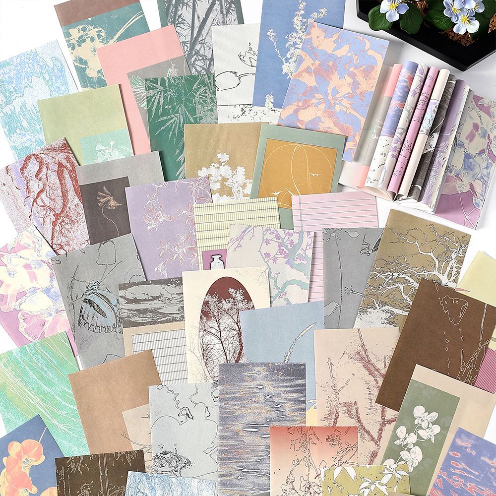Decorative Paper Pack – Light Retro DIY Base Paper, 50 Pcs - ViktaShop
