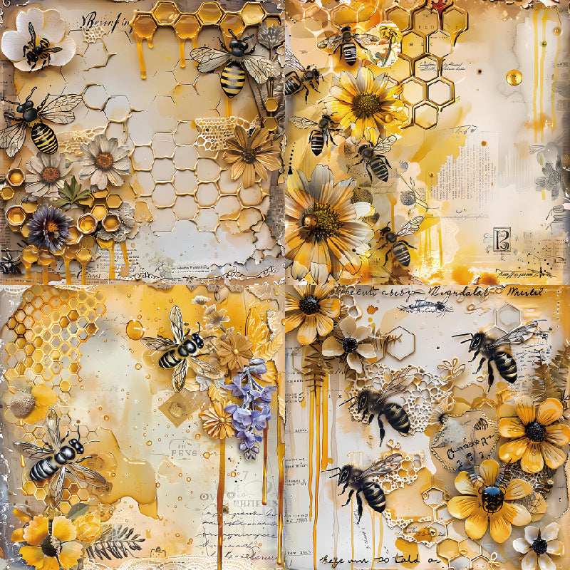 Honey Theme Background Paper – Single-Sided Pattern Paper, 24 Sheets - ViktaShop