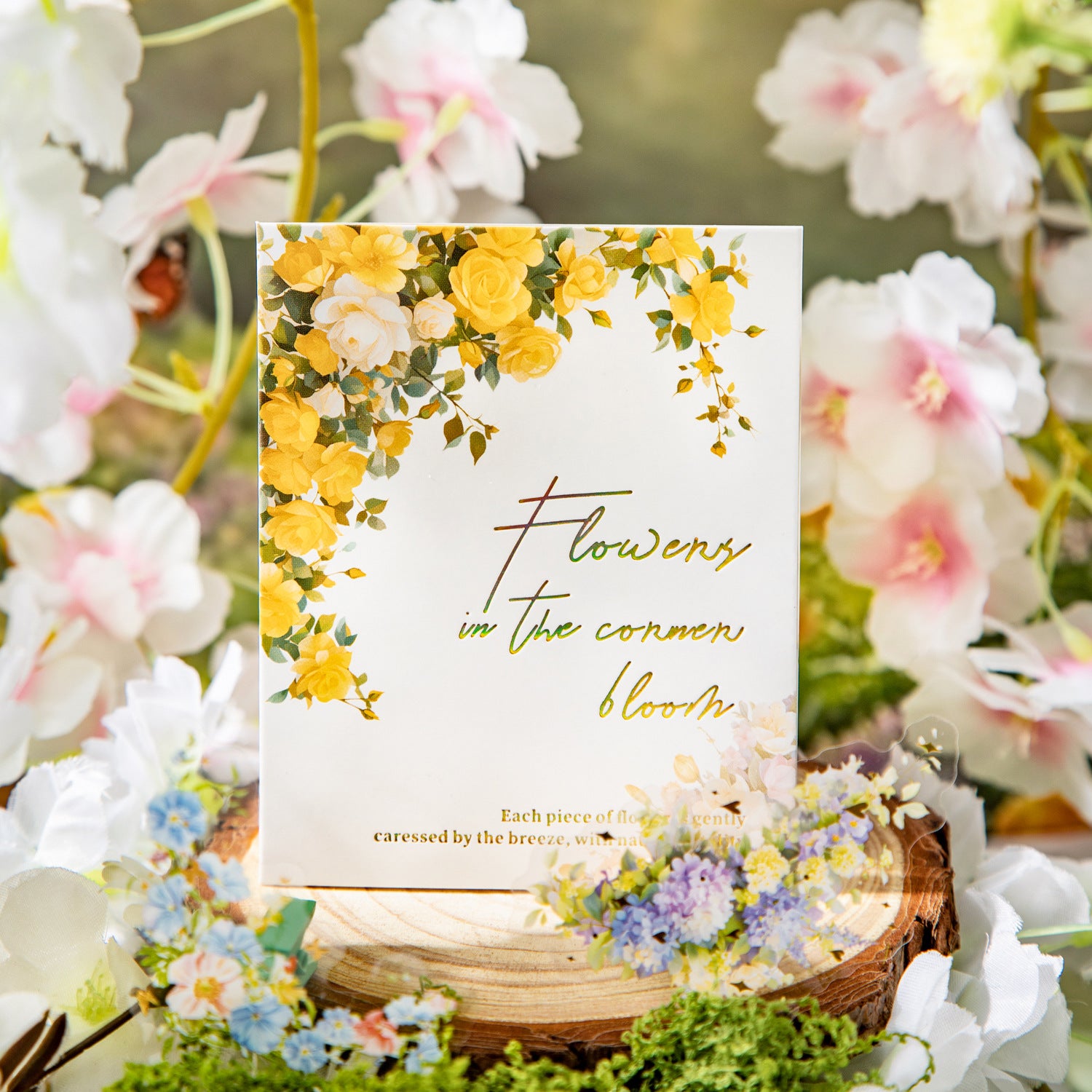 Snowy Bloom PET Stickers - Corner Flower Series, 6 Options - ViktaShop