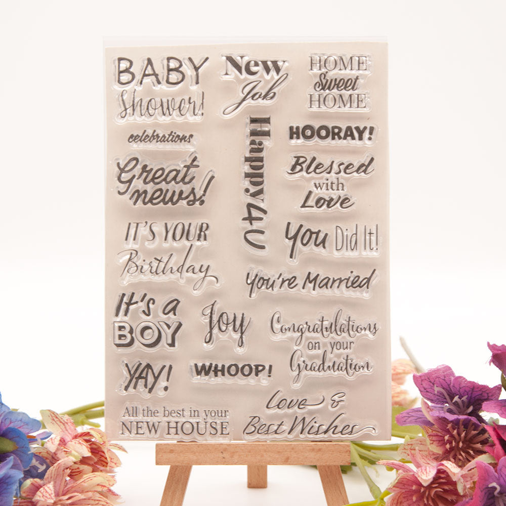 Transparent Silicone Stamp - Blessing Words & Common Phrases - ViktaShop
