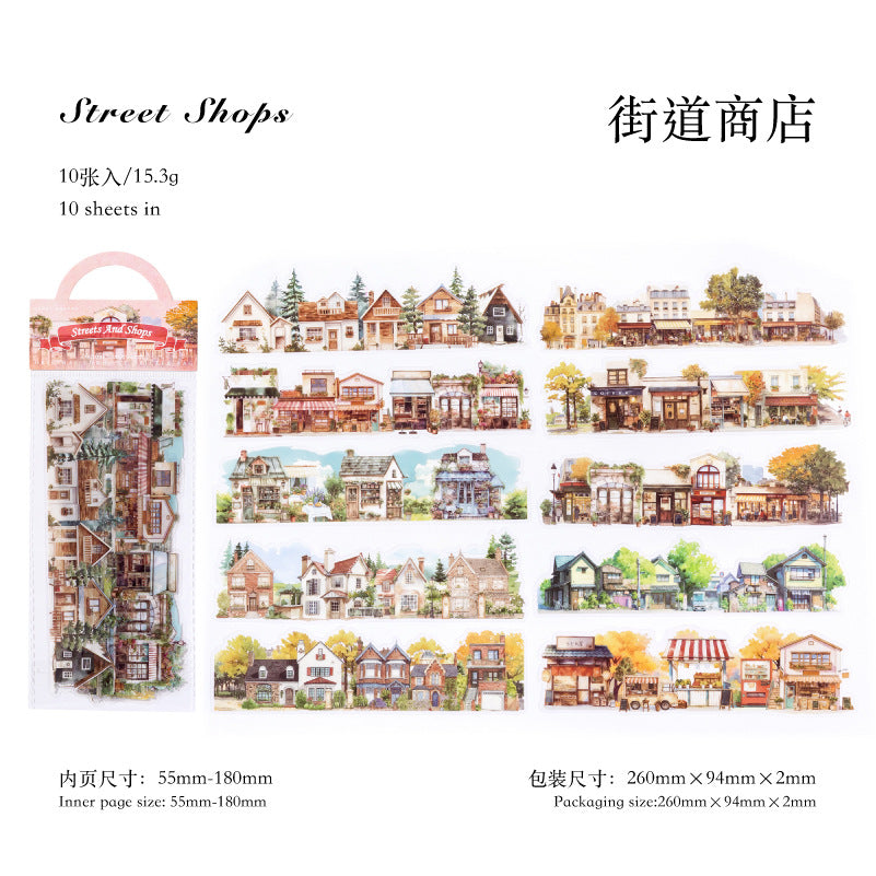 Sugar Poem PET White Ink Strip Sticker Pack - Nature Scenery Series, 10 Pcs - ViktaShop