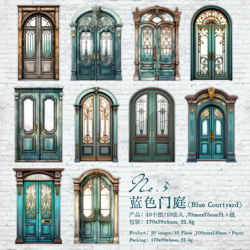Hard Card Stickers - Retro Door Series, Hollow, 10 Pcs - ViktaShop