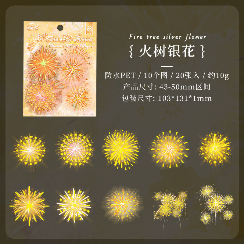 Fluorescent Night Language Stickers - Fireworks & Stars, 6 Pcs - ViktaShop