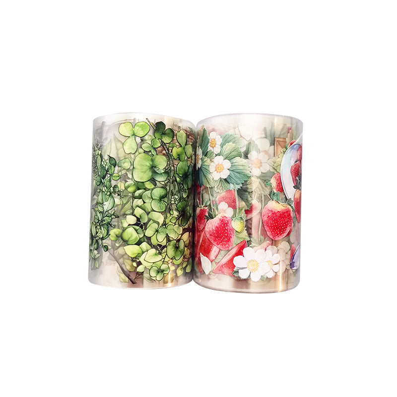 PET Stickers – Rose & Green Plant, Elegant Summer, 2m - ViktaShop