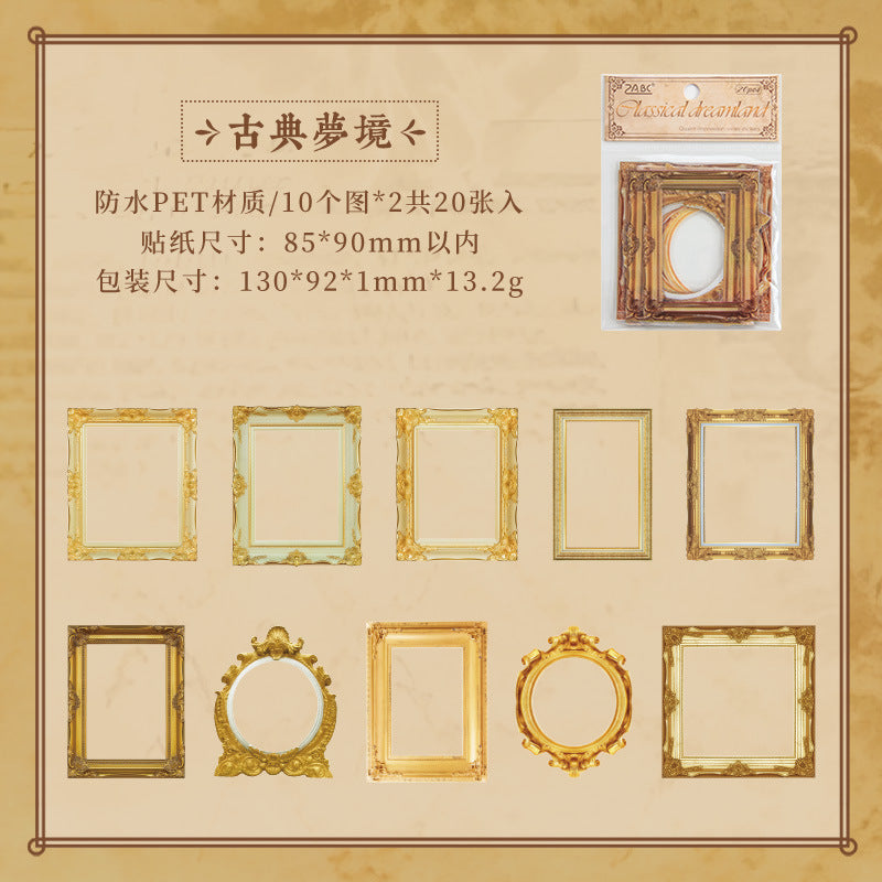 Antique Impression PET Stickers – Retro Frame & Border Design, 6 Options - ViktaShop