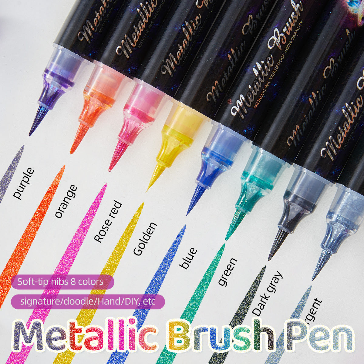 Metallic Brush Pen – Soft Fine Brush, Flash Watercolor - ViktaShop