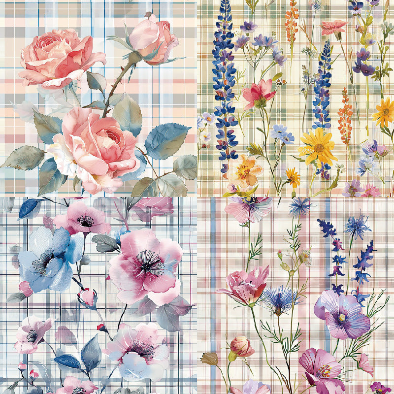 Colorful Flower Background Paper – Single-Sided Pattern Paper, 24 Sheets - ViktaShop