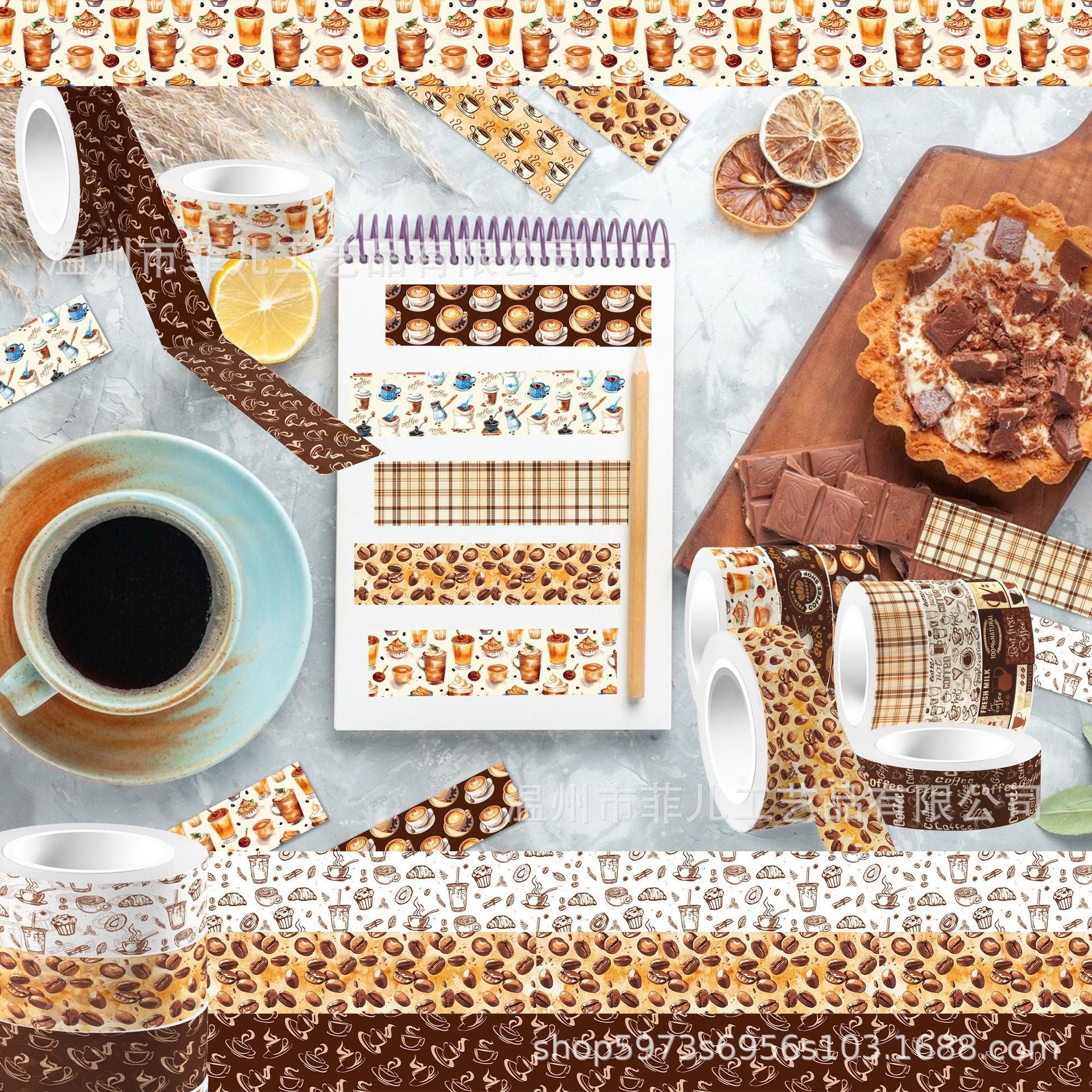 Retro Coffee Washi Tape – Transparent Coffee Bean & Winter Theme Roll - ViktaShop