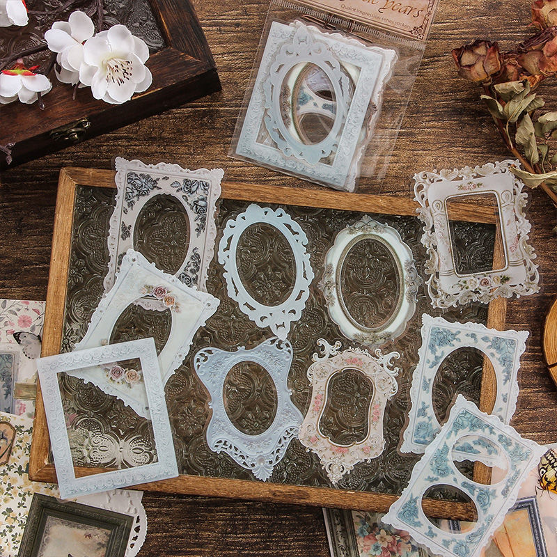 Antique Impression PET Stickers – Retro Frame & Border Design, 6 Options - ViktaShop