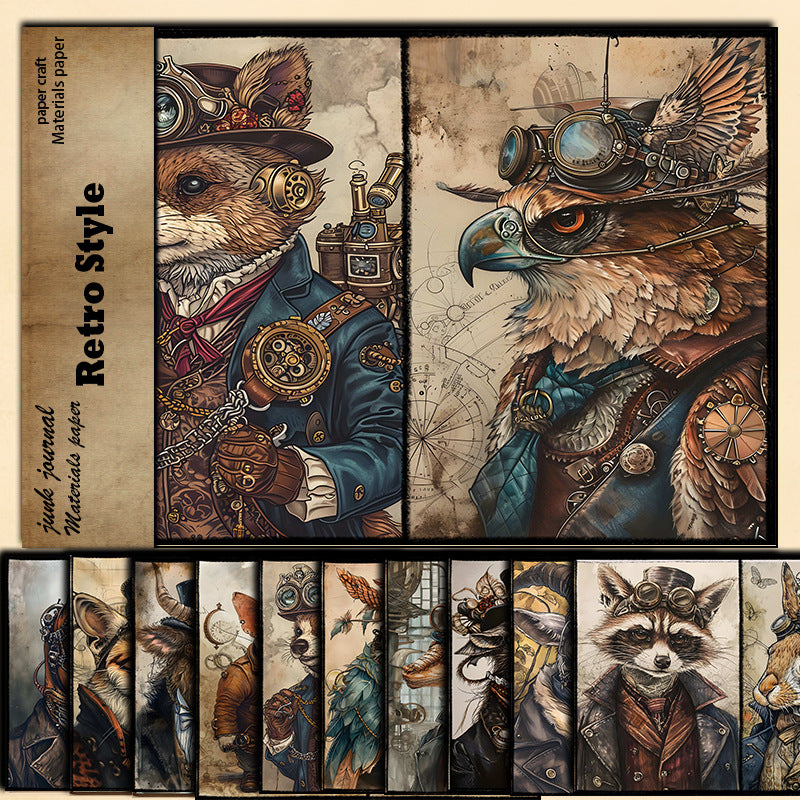 Animal World Pattern Paper - Rabbit, Elephant, Tiger, 10 Sheets - ViktaShop