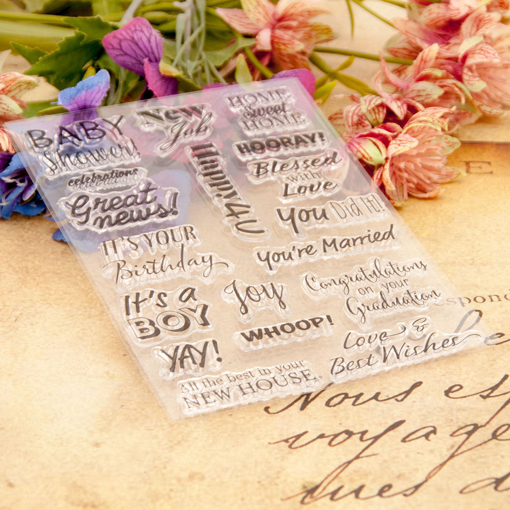 Transparent Silicone Stamp - Blessing Words & Common Phrases - ViktaShop