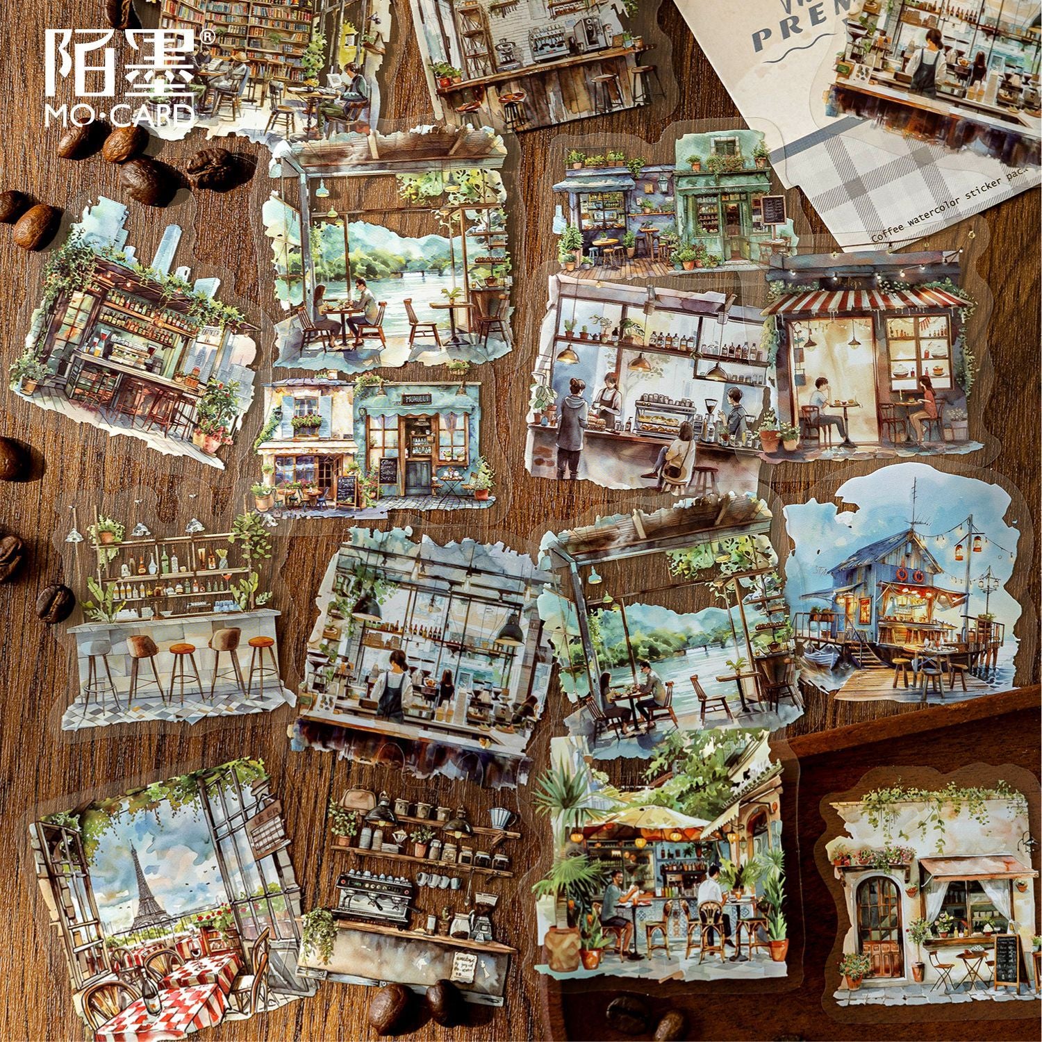 A Cup of Coffee Time Series PET White Ink Sticker Pack, 30 Pcs - ViktaShop