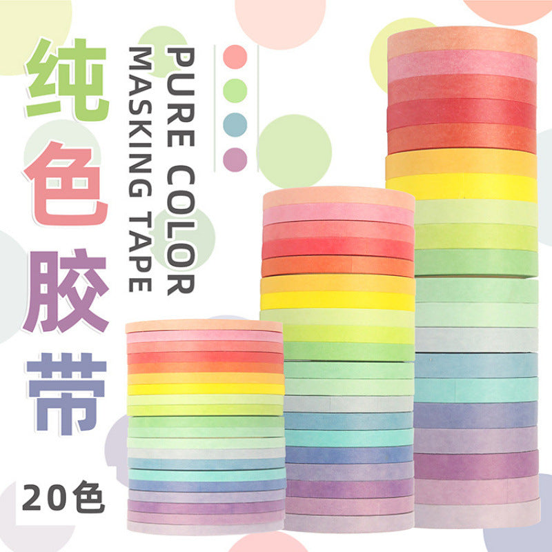 Solid Color Thin Washi Tape Set, 3 Options - ViktaShop