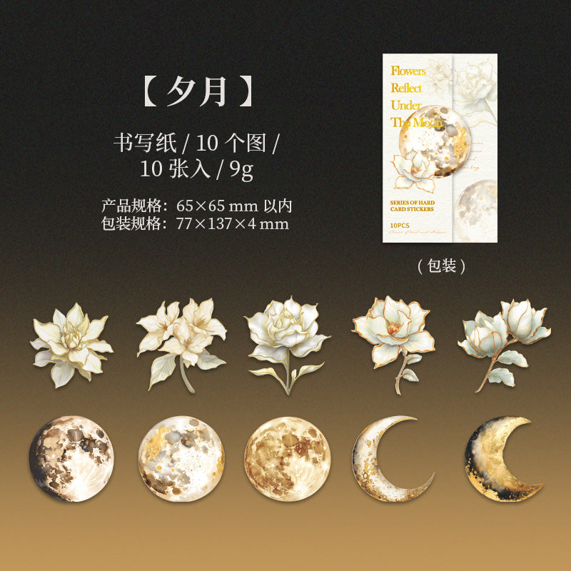 Hard Card Flower Stickers – Moon Flower Series, 6 Options - ViktaShop