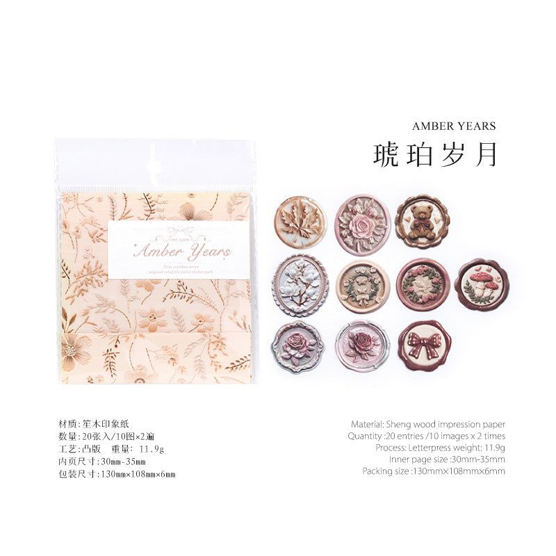 Mailbox Series Sticker Pack - Retro Fire Paint, Material Seal Stickers, 20 Pcs - ViktaShop