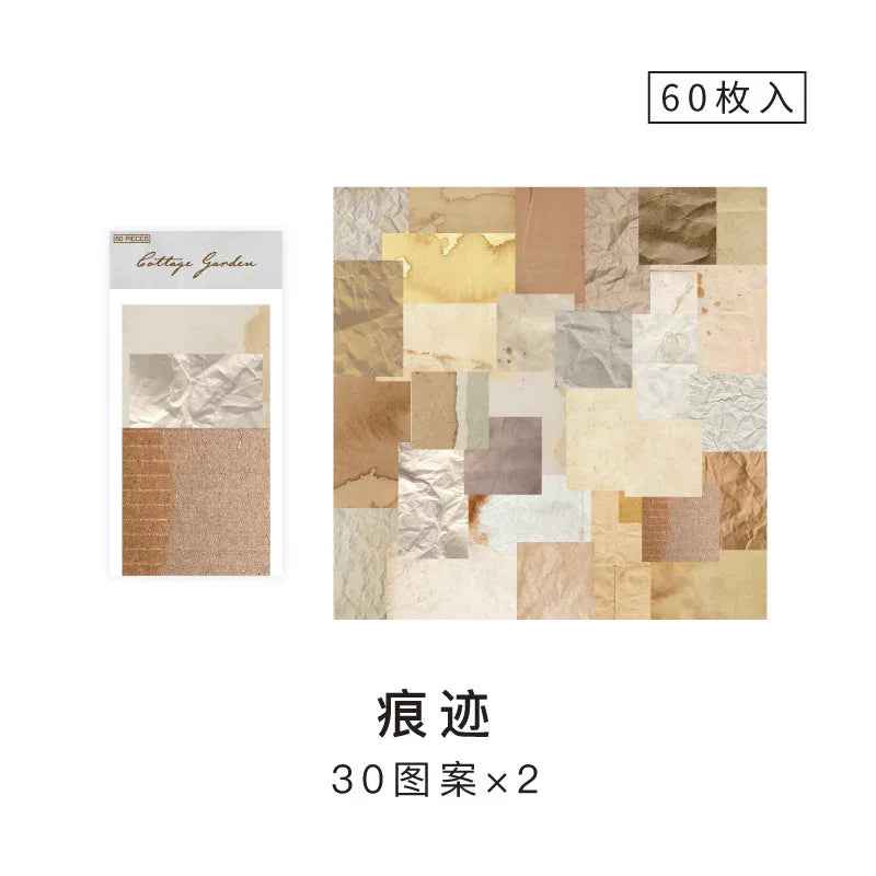 Village Garden Series Decorative Paper for Scrapbooking, 60 Pcs