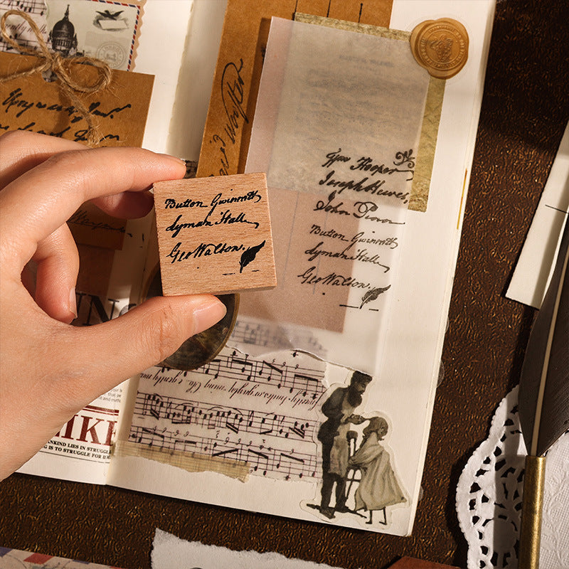 Wooden Stamp Set – 8 Retro English Letters - ViktaShop