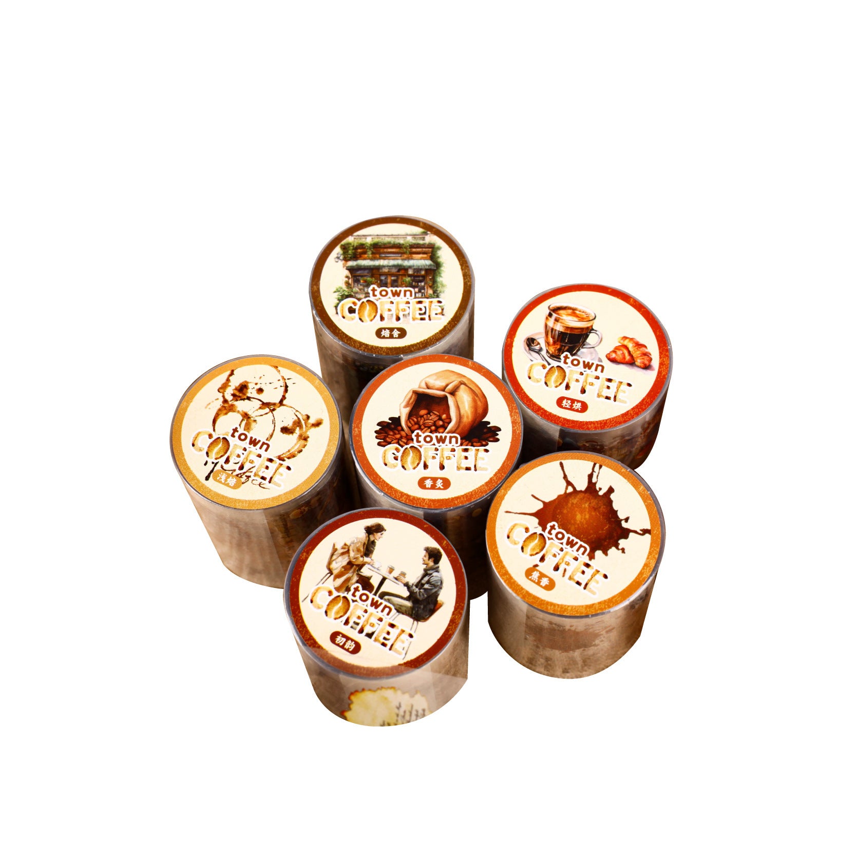Coffee Town Series – Retro Story PET Tape, 2m - ViktaShop