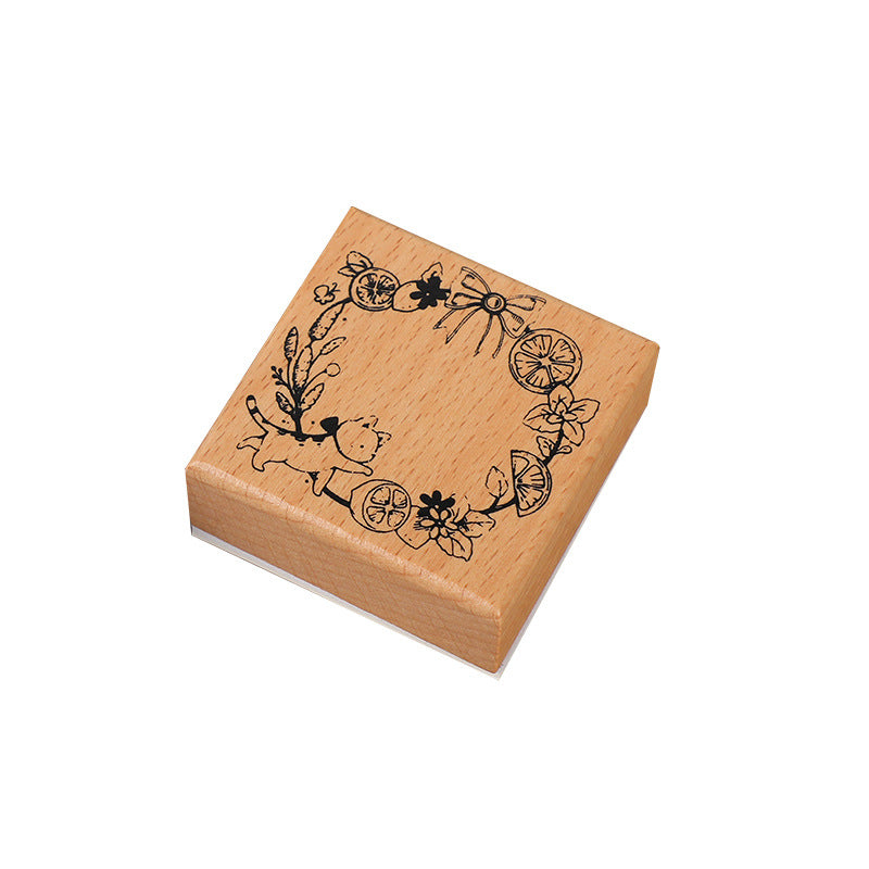 Wooden Stamp – Butterfly, Cat & Garland Motifs, 6 Options - ViktaShop