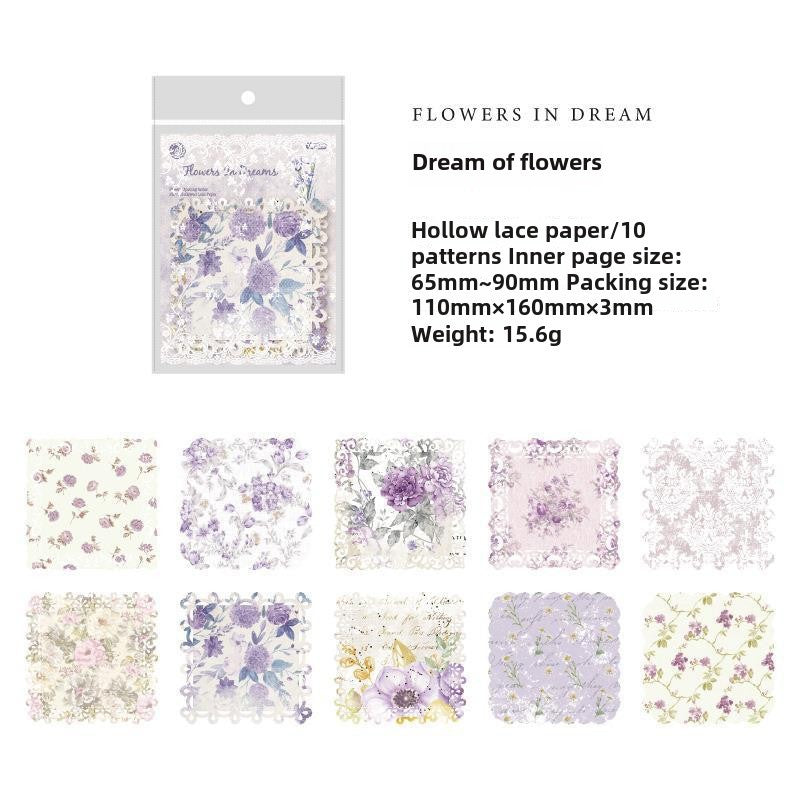 Lace Retro Art Floral Base Material Paper Notes, 10 Pcs - ViktaShop