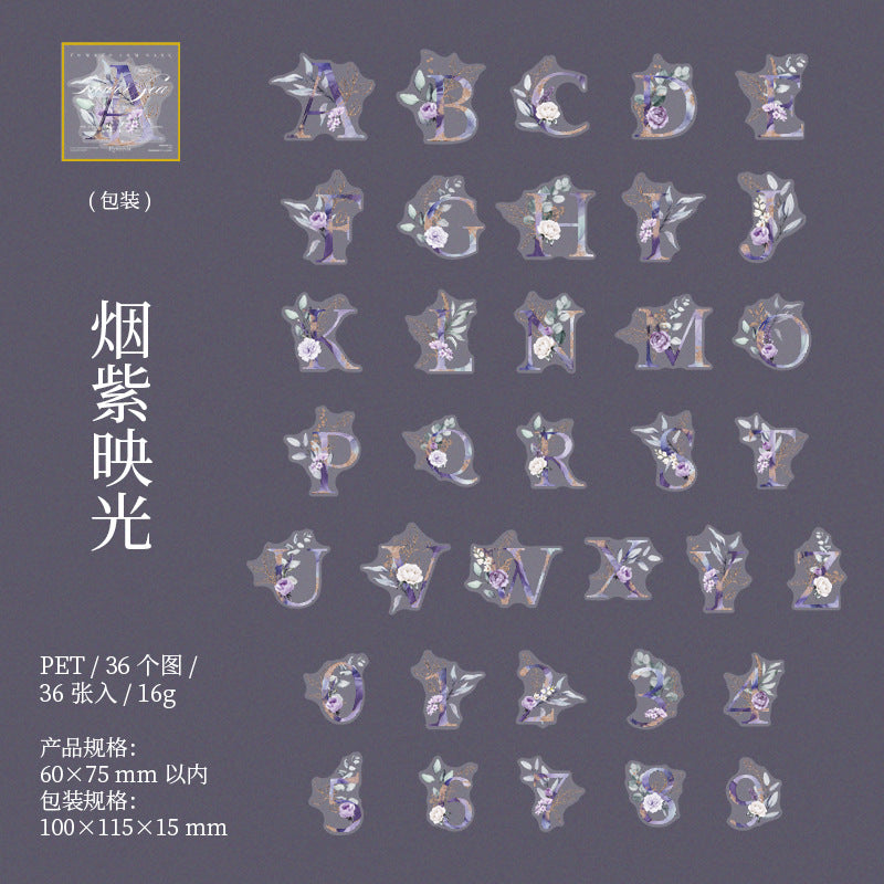 PET Sticker Set - Flower Flowing Light Series, 36 Sheets - ViktaShop