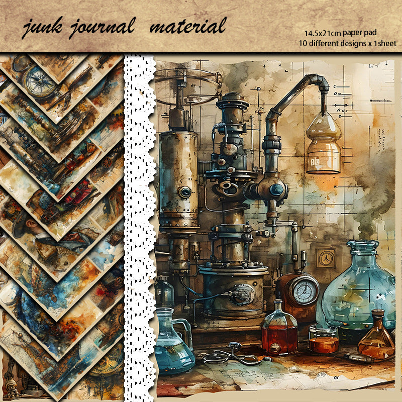 Experimental Instruments Machine Figure Pattern Paper - Singular World Series, 10 Sheets - ViktaShop