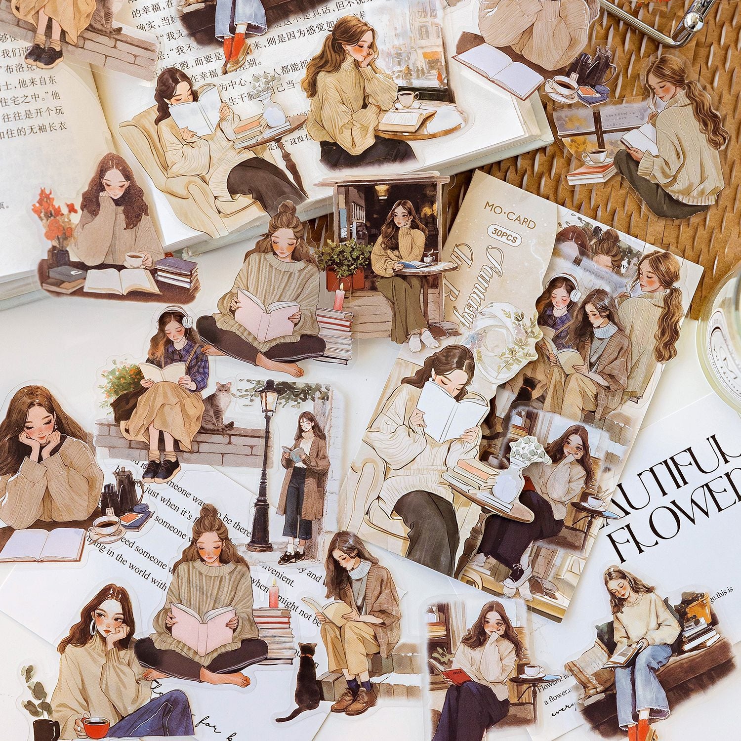 Elegant reading series PET stickers - ViktaShop