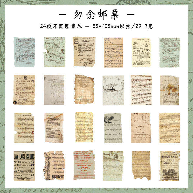 Retro Text Journal Material Stickers - English Background, 3 Options - ViktaShop