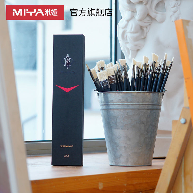 Mia Black Knight Gouache Set – Paint, Brushes & Fan Pen for Fine Arts - ViktaShop