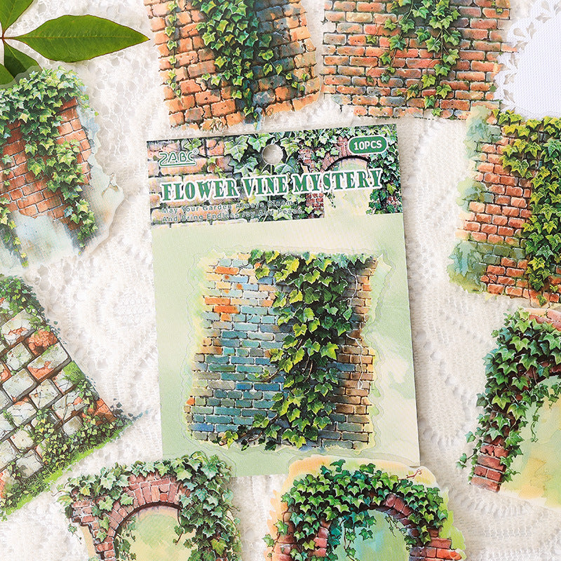 Secret Garden Landscape Stickers – Transparent PET Brick Wall & Flower Wall - ViktaShop