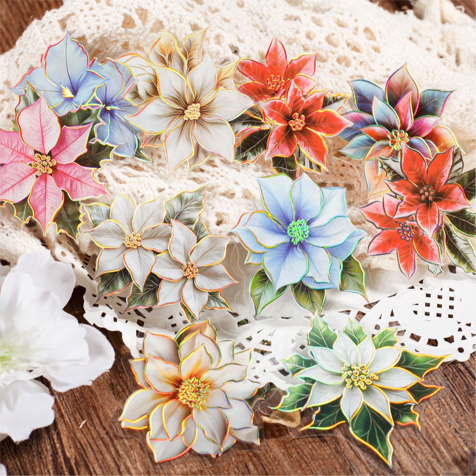 Flower PET Stickers – Creative DIY Hand Account Decoration, 6 Options - ViktaShop