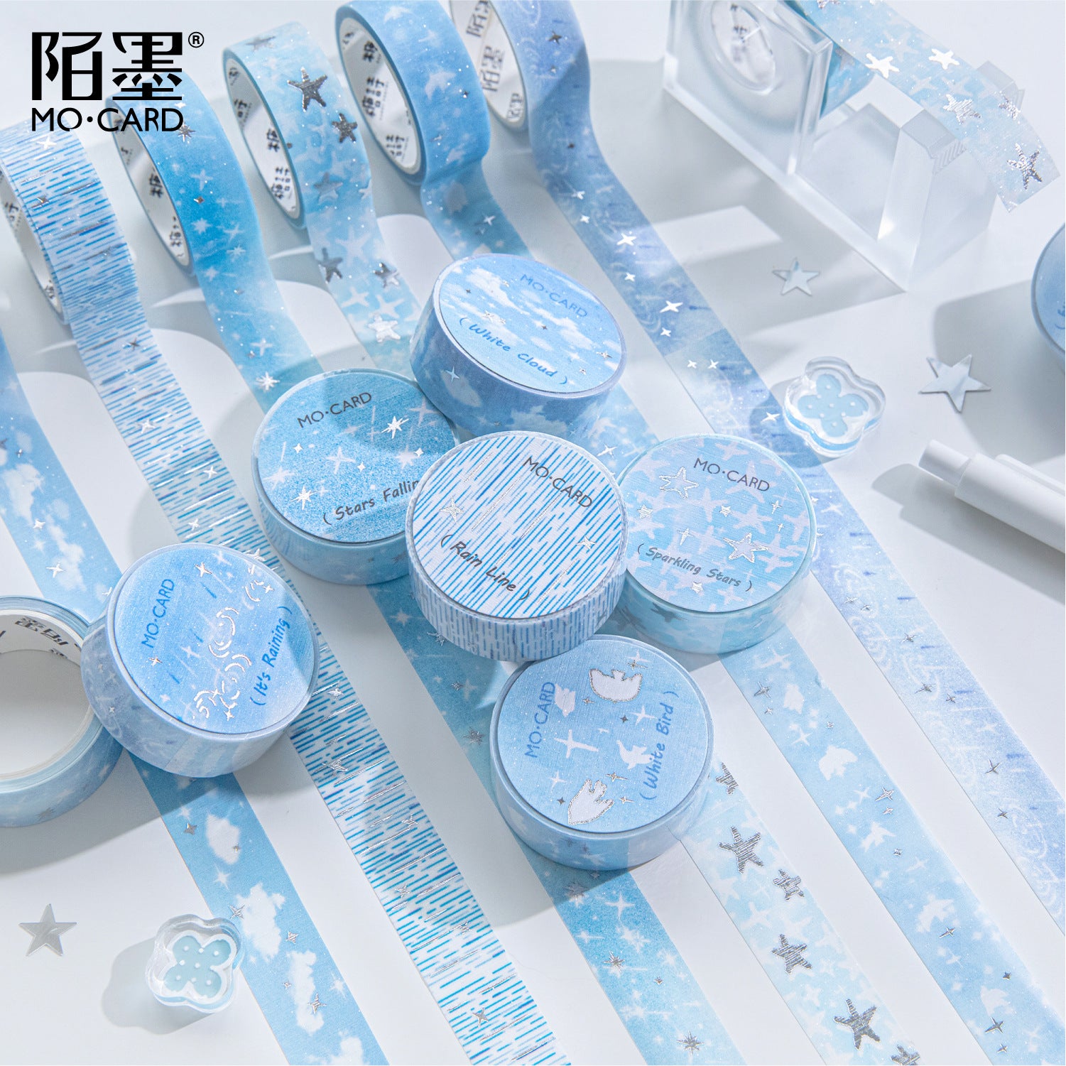 Starry Sky Hot Silver Washi Tape, 2m - ViktaShop