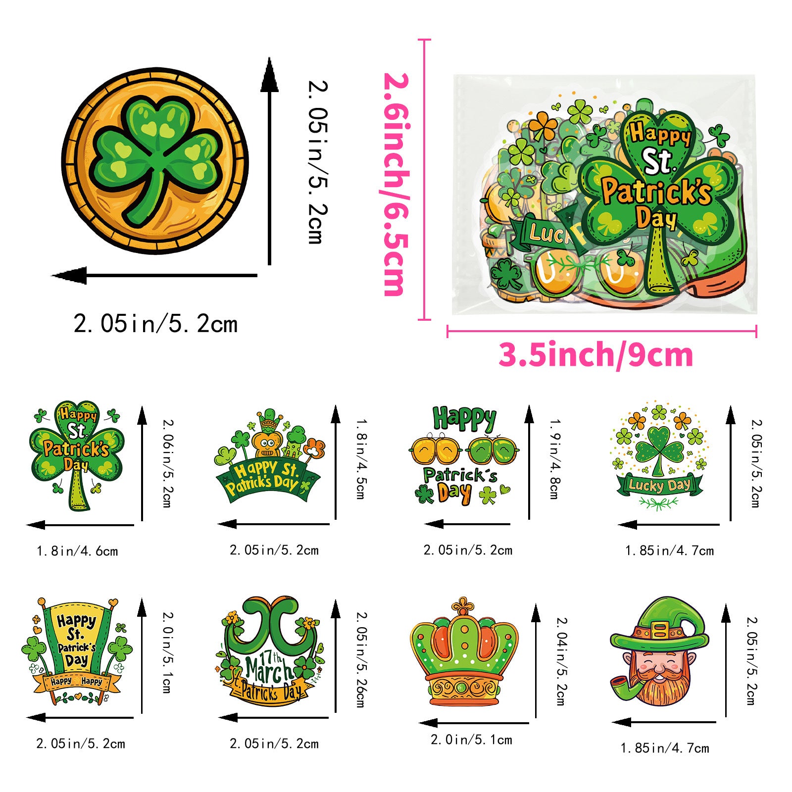 Green Old Man Stickers – St. Parik Series PET Transparent Waterproof, 50 Pcs - ViktaShop