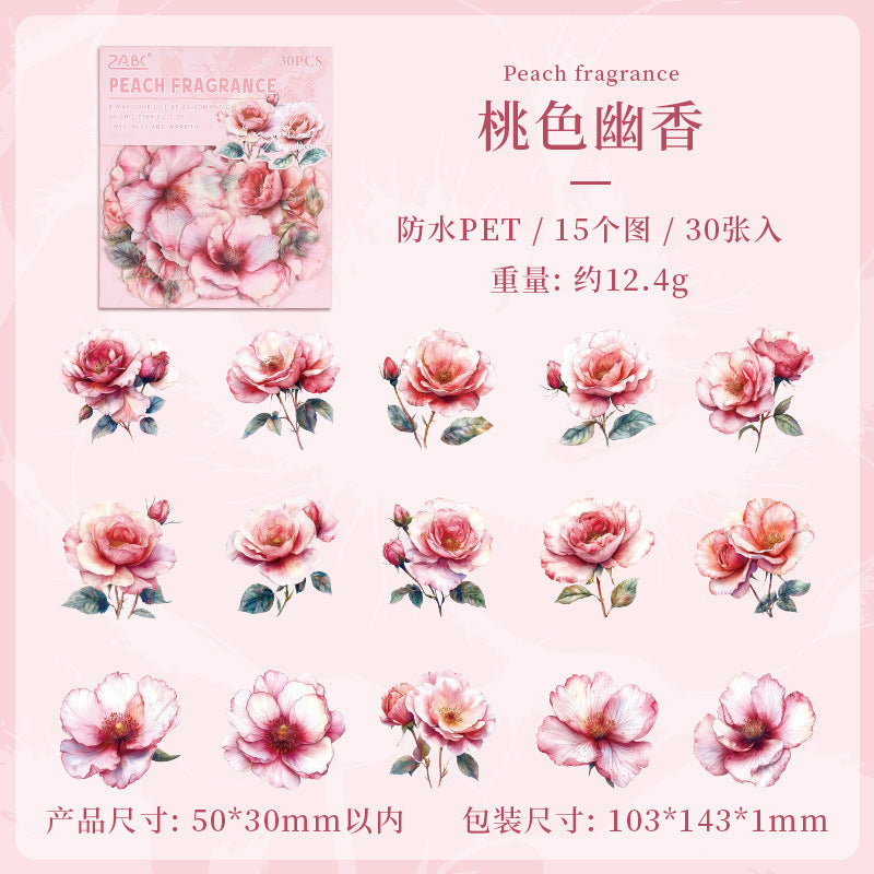 Flower Dance Transparent PET Stickers - Retro Rose for DIY - ViktaShop