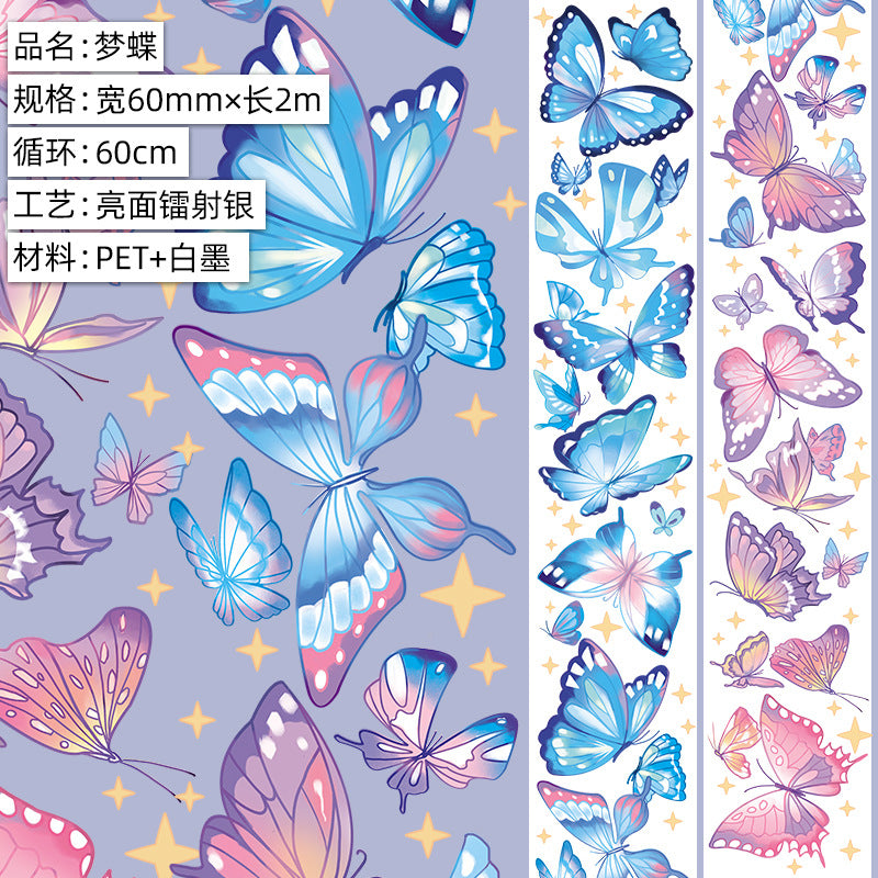 Floral PET Tape - Decorative Oil Paper DIY Stickers, 2m - ViktaShop