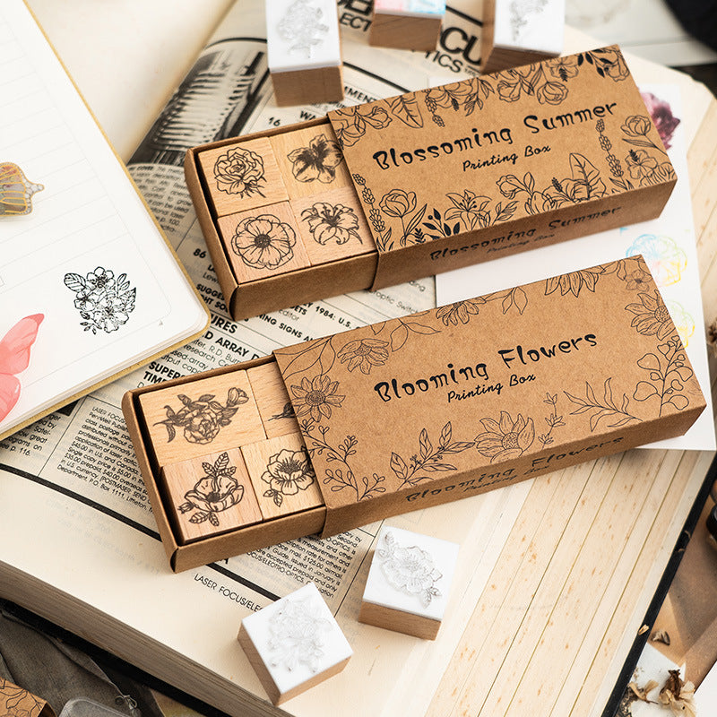 Prosperous Brocade Wooden Stamp – Floral Retro DIY Seal, 2 Options - ViktaShop