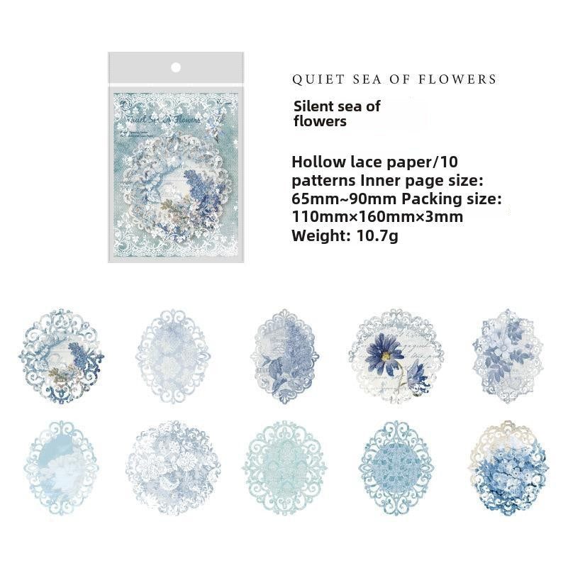 Lace Retro Art Floral Base Material Paper Notes, 10 Pcs - ViktaShop
