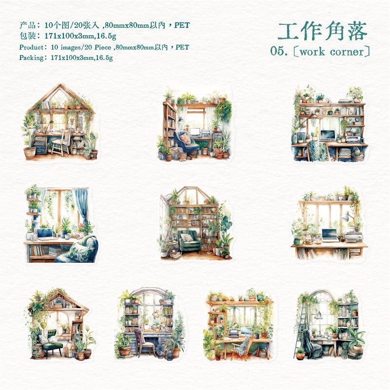 PET Sticker Pack - Daily Life Scenes, 20 Pcs - ViktaShop