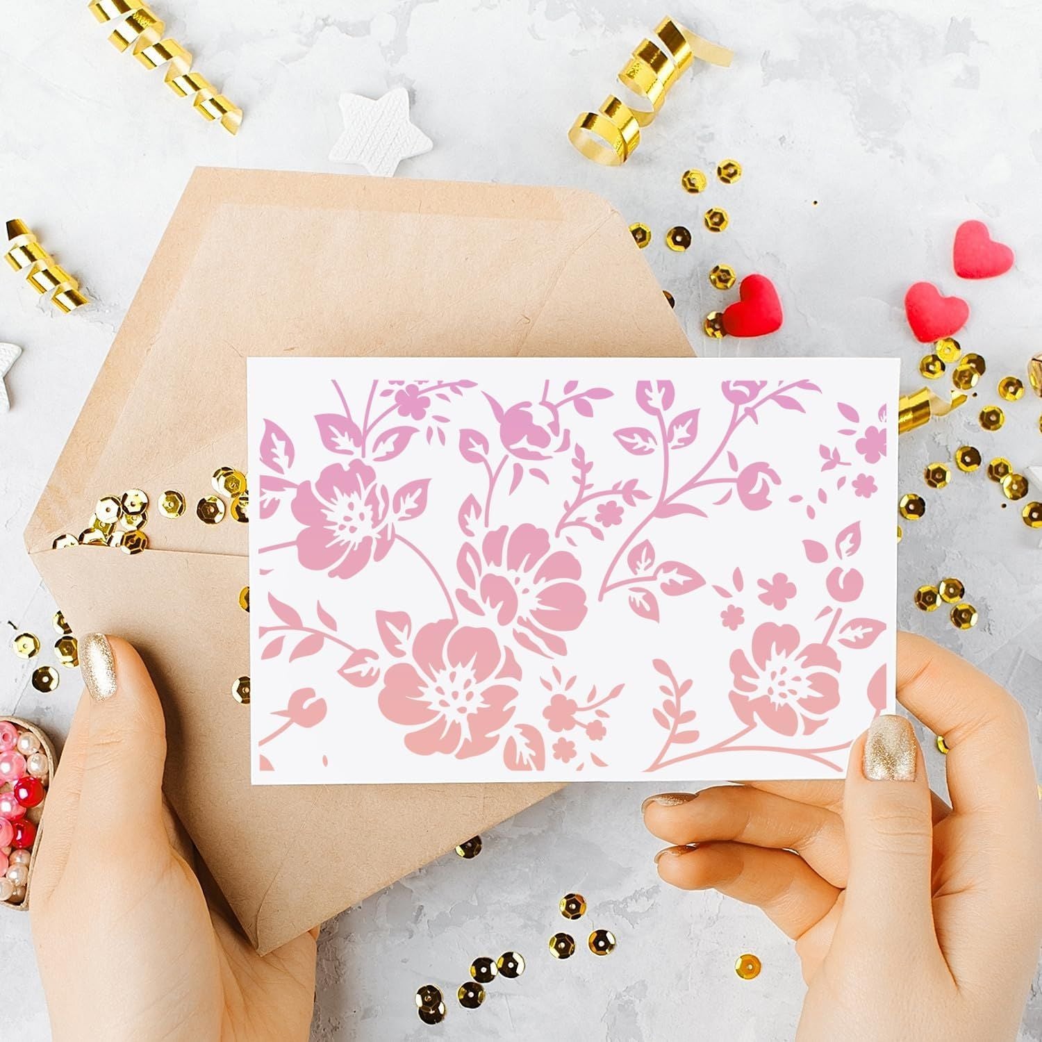 Flower Texture Painting Stencil Set – DIY Art Hollow Templates, 8 Pcs - ViktaShop