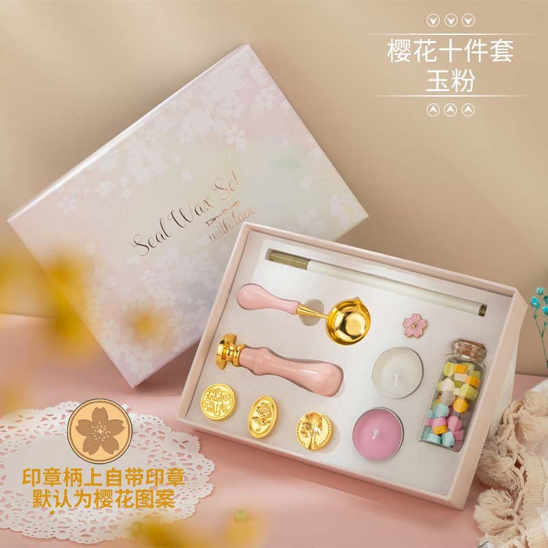 Cherry Blossom Fire Paint Seal Set – Complete Wax Seal Kit for Invitations & DIY - ViktaShop